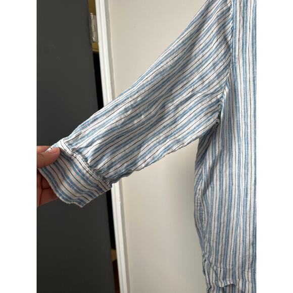 J Jill Perfect Linen Relaxed Tunic Popover Tahitian Teal Womens Size M Petite - Picture 4 of 9